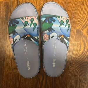 Melissa Artistic Blue and Green Slide Sandals